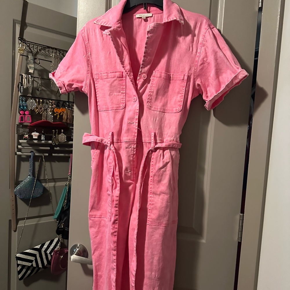 Pink utility jumpsuit